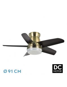 Fan Dc Neutron 24w 2400lm Leather/black 5blades 91d 3000k,4500k,6000k, Remote+timer+memory