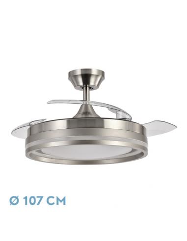 Fan Dc Lock Nickel 72w 3 Foldable Blades 107d 7200lm 6vel 3000k,4500k,6000k, Remote+timer+memory