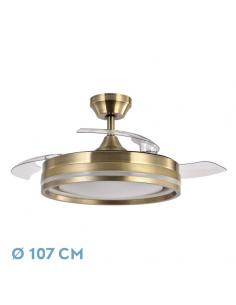 Ventilador Dc Cerrato Cuero 72w 3aspas Desplegables 107d 7200lm 6vel 3000k,4500k,6000k, Remoto+temporizador+memoria