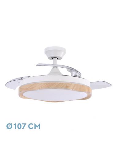 Fan Dc Blondi White/beech 72w 3blades 107d 7200lm 6vel 3000k,4500k,6000k, Remote+timer+memory