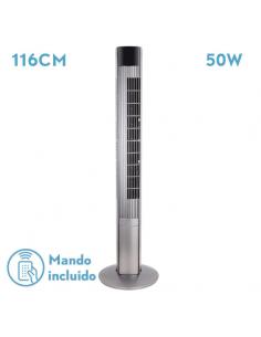 Prince's Silver Tower Fan 3vel 50w Remote Oscillating Timer 116x32x32cm