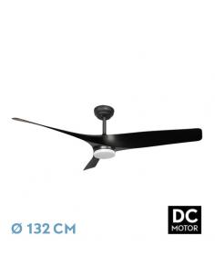 Ventilador Dc Niger 22w Negro 3aspas 132d 6vel. Regulable Intensidad 2180lm 3000k,4000k,6000k Remoto+temporizador+memoria