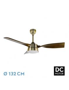 Fan Dc Summer 24w Leather/oak 3aspas132d Adjustable Intensity 2650lm 3000k,4000k,6000k Remote+timer+mamoria