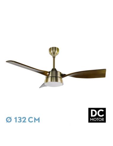 Fan Dc Summer 24w Leather/oak 3aspas132d Adjustable Intensity 2650lm 3000k,4000k,6000k Remote+timer+mamoria