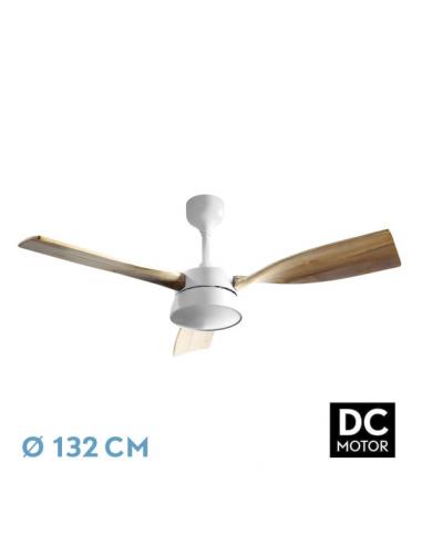 Fan Dc Estio 24w White/beech 3blades132d Adjustable Intensity 2650lm 3000k,4000k,6000k Remote+timer+memory