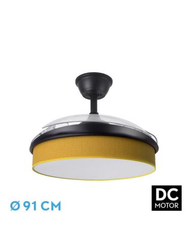 Fan Dc Moda 72w Black/yellow 91d 3 blades 7200lm 3000-4000-6000k Remote+ Memory+ Timer
