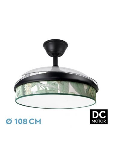 Fan Dc Moda 72w Black/Green Leaf 108d 3blades 7200lm 3000k,4000k,6000k Remote+memory+timer