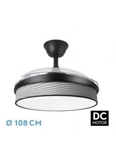 Ventilador Dc Moda 72w Negro/surco Gris 108d 3aspas 7200lm 3000k,4000k,6000k Remoto+memoria+temporizador