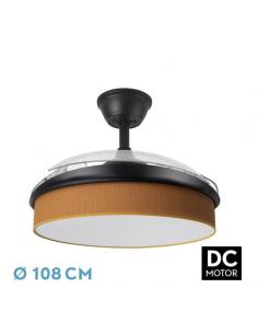 Ventilador Dc Moda 72w Negro/naranja 108d 3aspas 7200lm 3000-4000-6000k Remoto+memoria+temporizador