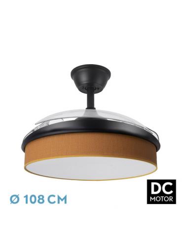 Ventilador Dc Moda 72w Negro/naranja 108d 3aspas 7200lm 3000-4000-6000k Remoto+memoria+temporizador