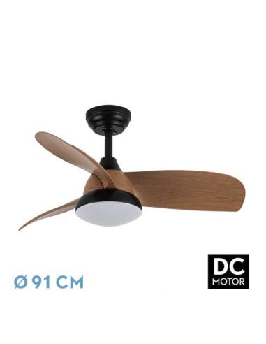 Fan Dc Atomo 24w Black 3 blades Dark Wood 91d 2640lm 3000k,4000k,6000k Remote+memory+timer