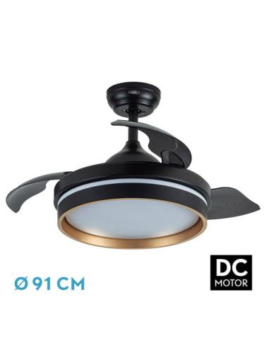 Fan Dc Nalon 48w Black/gold 3 blades 91d 4800lm 6vel 3000k,4500k,6000k Remote+memory+timer