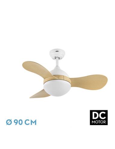 Fan Solid Dc 24w White 3 blades Beech 91d 2640lm 3000-4000-6500k Remote+memory+timer