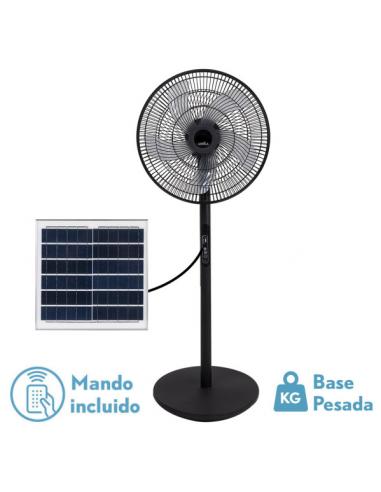Rialto Black Solar Floor Fan 30w 3vel 5blades Usb Port Lithium Battery 112x41x38cm