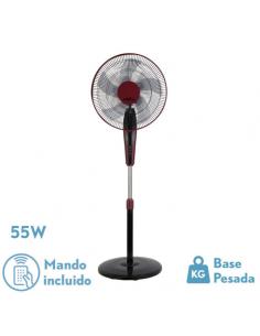 Borlon Black/Burgundy Floor Fan 3 Speed.55w 5x2 Adjustable Blades+ Remote+ Regx43x40 Cm Timer