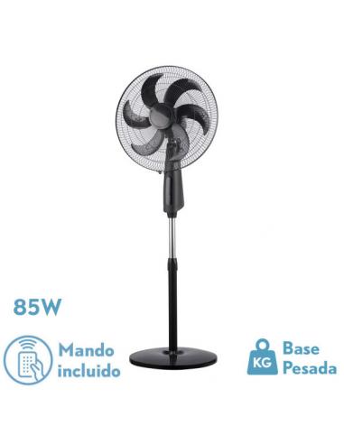 Toulon Black 3 Speed Standing Fan 6 Blades Remote Timer 3 Air Modes Regx50x43 Cm
