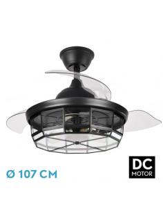 Fan Dc Tornado Black 5xe27 107d 3 Folding Blades 6speeds With Remote And Timer