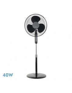 Ventilador De Pie Etesio Negro 3 Velocidades 40w Oscilante 3 Aspas blancas Regx43x40 Cm