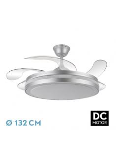 Ventilador Dc Esparta Maxi 80w 10255lm Plata 132d 5asp 3000-4000-6000k Remoto+temporizador+memoria