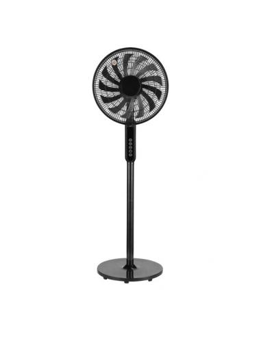 Ventilador De Pie Torbellino Negro 3velocidades 60w 13aspas Regx41x41 Display Oscilante, Remoto, Temporizador