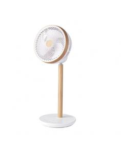 Ventilador De Pie Colibri Blanco/madera 25w 12vel 70x 28,5x28,5cm 3asp Motor Dc C/remoto Y Temporizador
