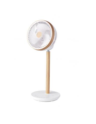 Ventilador De Pie Colibri Blanco/madera 25w 12vel 70x 28,5x28,5cm 3asp Motor Dc C/remoto Y Temporizador