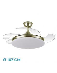 Ventilador Dc Tridente 59w Cuero 4aspas Desp 107d 6980lm Reg.intensidad Remoto+temporizador+memoria 3000-4000-6000k