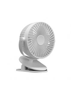 Fan Desktop C/pinza Peñafiel White 5w 3+1vel Rechargeable Power Usb 5 blades Dc Motor 18x16x13cm Wireless
