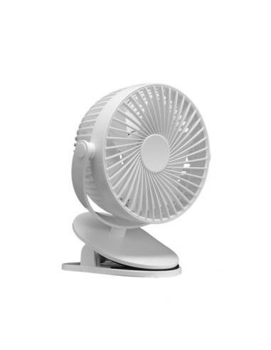 Ventilador Sobremesa C/pinza Peñafiel Blanco 5w 3+1vel Recargable Alimentacion Usb 5aspas Motor Dc 18x16x13cm Inalambrico