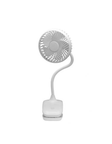Ventilador Sobremesa C/pinza Sines Blanco 5w 3+1velocidades Recargable Alimen.usb 5asp Motor Dc 36x12,5x11,5cm Inalambrico