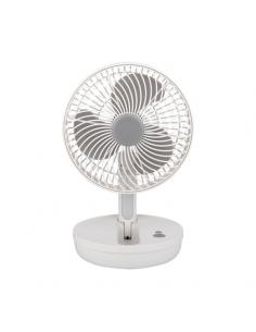 Ventilador Inalambrico Sobremesa Pacheco Blanco/gris 5w 3vel Recargable C/luz, Alim.usb, Orientable 3aspas 29x19x16cm