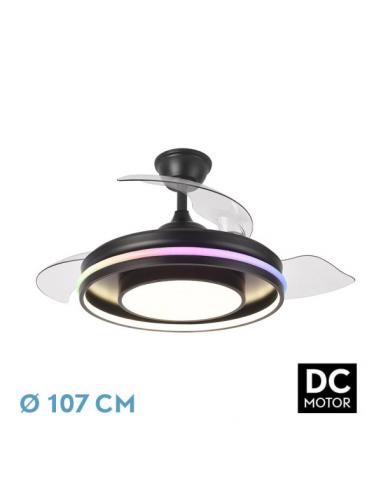 Ventilador Dc Pitufo 57w Nergro 3asp107d 3990lm Rgb +3000-4500-6500k Reg.intensidad+remoto+memo+temporiz