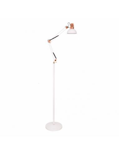 Flexo De Pie Articulable Rutilo 1xe27 Blanco/cobre 180x28x28 Cm