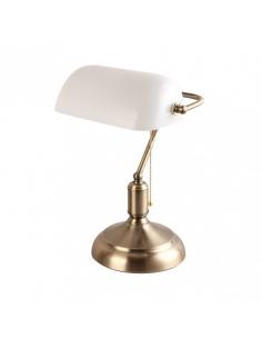 Lawyer Table Lamp 1xe27 Leather/white 38x26x18 Cm