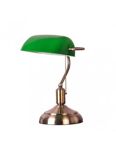 Lawyer Table Lamp 1xe27 Leather/green 38x26x18 Cm