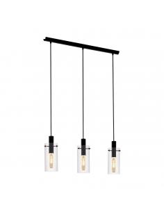 EGLO 97367 - MONTEFINO Crystal Pendant Lamp in Black Steel and Glass