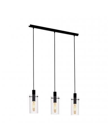 EGLO 97367 - MONTEFINO Crystal Pendant Lamp in Black Steel and Glass
