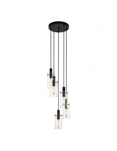 EGLO 97368 - MONTEFINO Crystal Pendant Lamp in Black Steel and Glass
