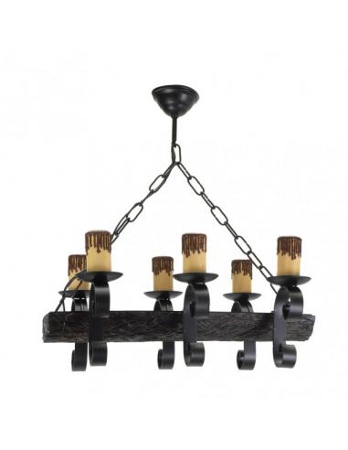 Lampara 6xe27 Tronco Negro/marron Regx50x35 Cm