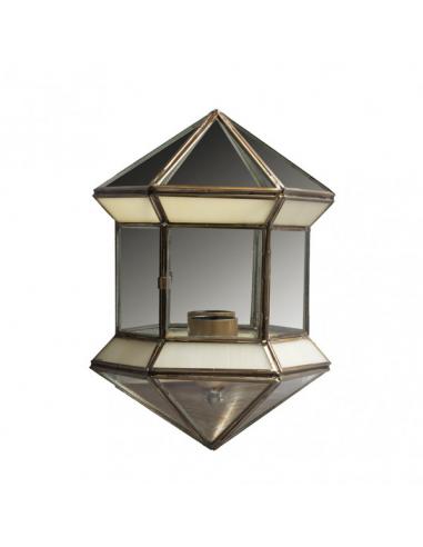 Hexagonal Wall Light 1xe27 Grenadine Opaline 27x20x11 Cm