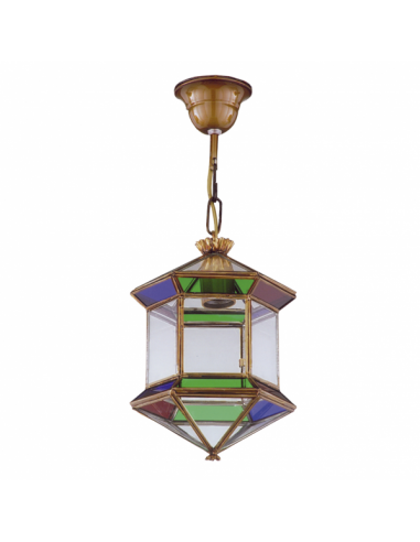 Farol Granadino Hexagonal 1xe27 Colores REGx21x21 Cm