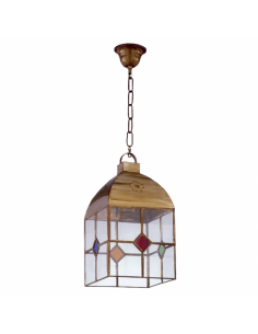 Large 4 Sided Granadino Lantern 1xe27 Leather/colors REGx20x20 Cm