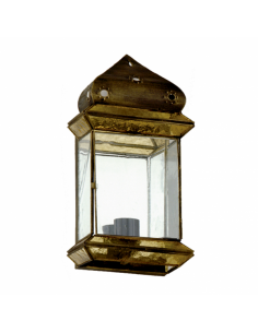 3 Sided Wall Light 1xe27 Amber Leather/amber 36x18x11 Cm