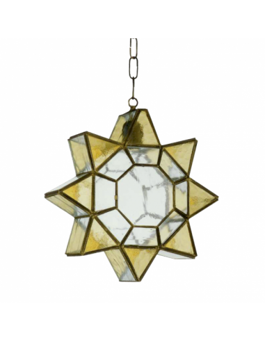 Colgante Estrella 1xe27 Ambarina Cuero/ambar Regx21x31 Cm