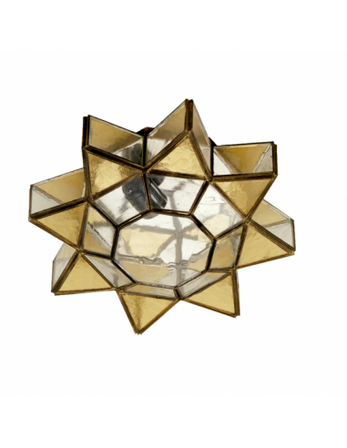 Plafon/aplique 1xe27 Ambarina Cuero/ambar 12x35x35 Cm