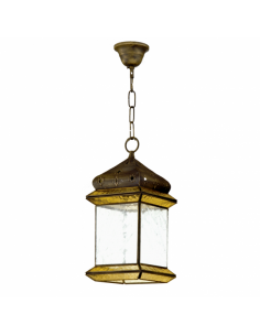 4 Sided Pendant 1xe27 Amber Leather/amber Regx18x18 Cm