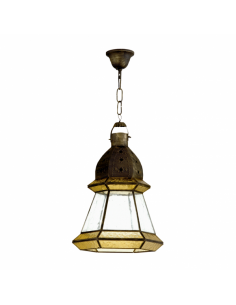 Large Pendant 1xe27 Amber Leather/amber Regx30x30 Cm