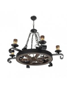 Rustic Wheel Lamp 6xe27 Brown REGx70x70 Cm