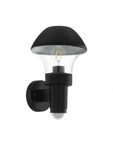 EGLO 97445 - VERLUCCA Outdoor wall light with motion sensor in black galvanized steel and glass