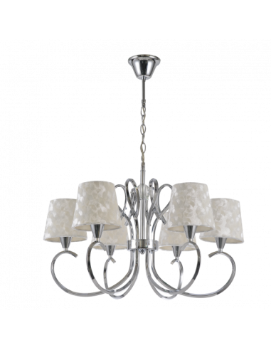 Cancun 6xe14 Chrome Lamp White Shade 98x62x62 Cm